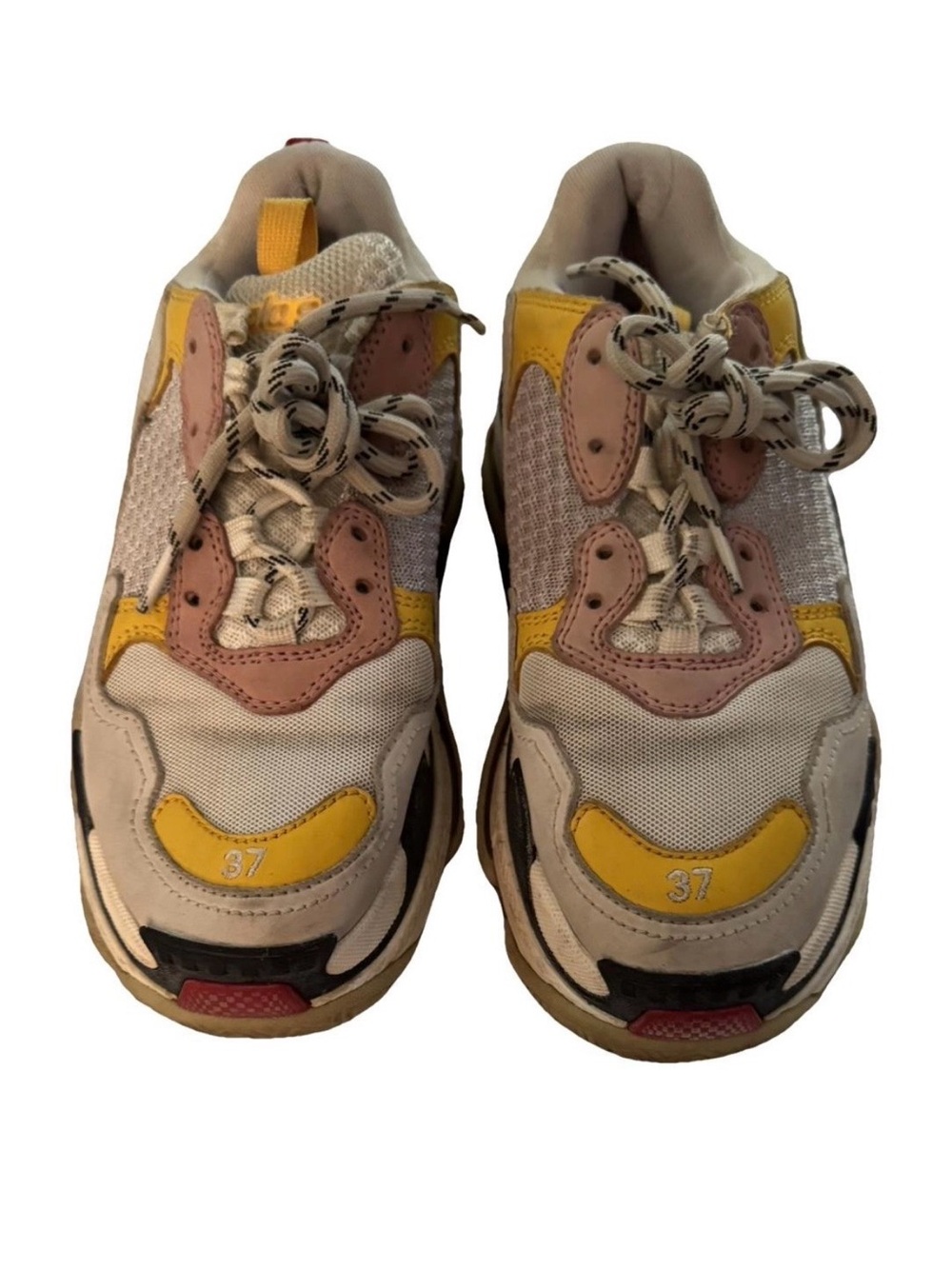 Balenciaga Women's Multi-Panel Sneakers in Yellow, Beige & Pink